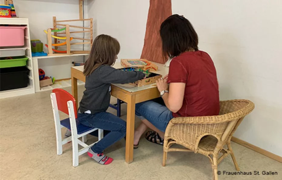Providing a safe haven for children A child and an adult playing together in a safe place - essential help for children who are victims of violence or in crisis.