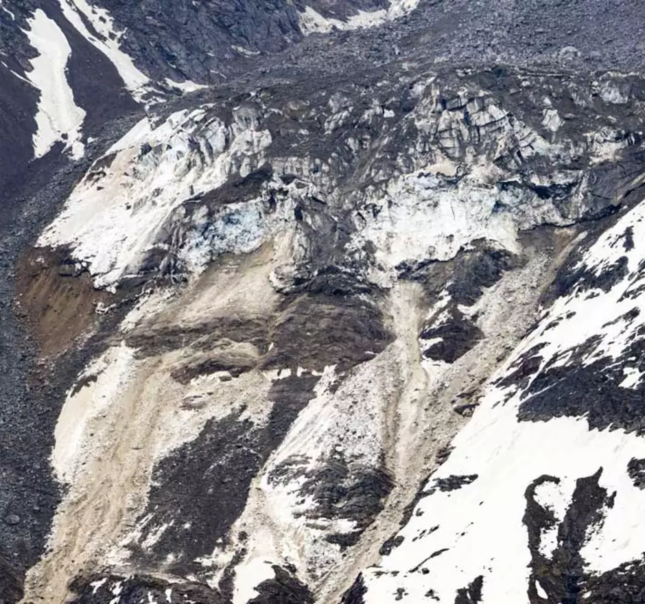 Glacier with snow and rocks