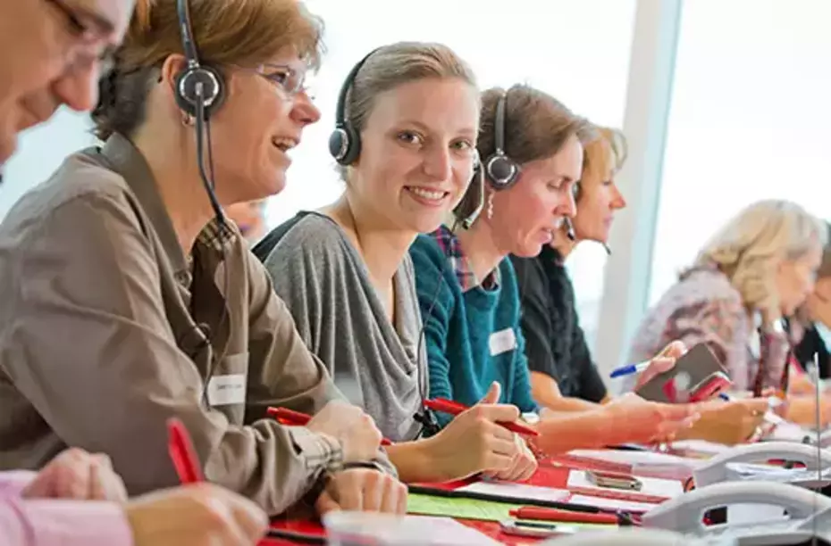 Focused and united: volunteers supporting a national fundraising campaign.